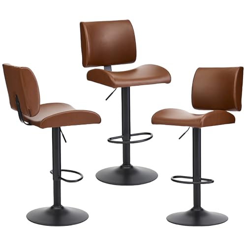 Image of Counter Height Bar Stools Set of 3 with Backs, Adjustable Height 24 inch-33 inch
