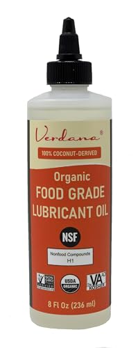 Verdana Food Grade Lubricant Oil – Organic, Kosher, NSF H1, Non-GMO – Petroleum-Free Light Machine Oil for Meat Slicers, Grinders, and Food Contact Equipment – Rust & Corrosion Inhibitor – 8 Fl Oz
