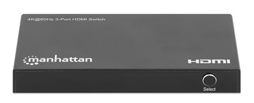 Conmutador HDMI 4K 60Hz Manhattan 208222 Selector de 3 Entradas para Monitor y TV