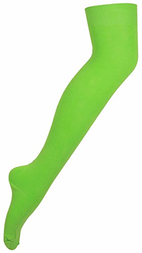 EliteKoopers Chaussettes montantes au-dessus du genou pour femme Vert uni Cover