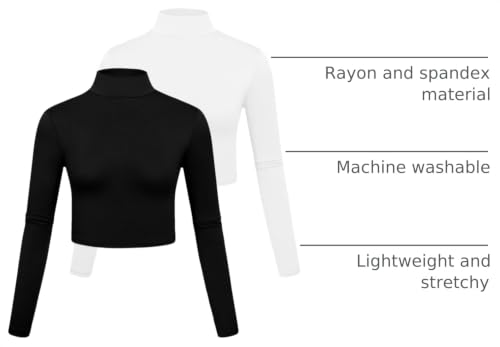 Image of Kindcall Lightweight Mock Turtleneck Crop Tops Long Sleeve Casual Base Layer for Women