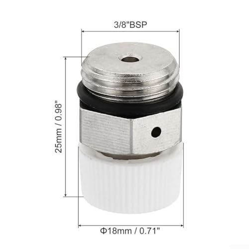Nickel Plated Brass Manual Radiator Air Vent Valve BSP-Male Thread for Central Heating Systems Home Improvement Heating Equipment Silver White Multiple Sizes Available 2 Pack(3/8)