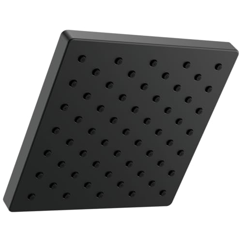Image of Delta Modern Single Spray Matte Black Shower Head, 6 Inch Square Shower Head, 1.75 GPM Flow Rate, Matte Black 52403-BL