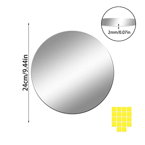 2 stuks zelfklevende acryl spiegel 24 cm HD ronde plakspiegel Grote kunststof kaderloze 2mm acryl spiegel tegels cirkel muur kleefstof voor thuis, decor (24 * 24cm*2mm) - Afbeelding 4