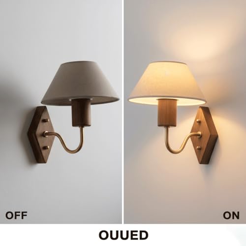 Aplique de pared vintage E27 de lino y madera para iluminación interior de casas modernas 6
