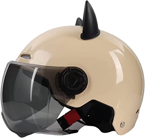 Pink Cat Ear Motorcycle Vintage Half Helmet with Sun Visor,Light