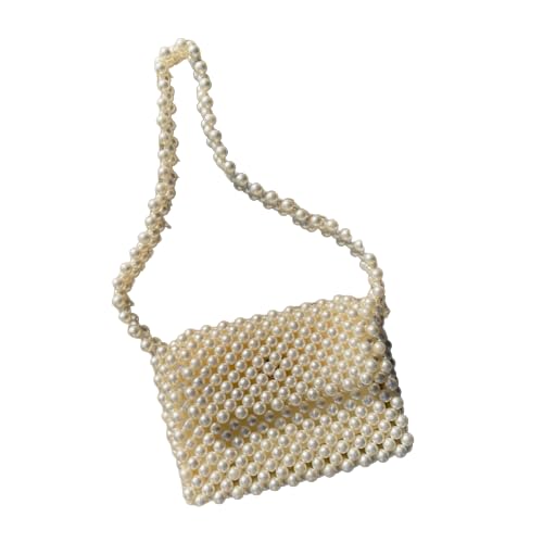 PR HAND WORKS Woman Pearl Beaded Top Handle Bags For Ladies Clutch Handle Bag For Ladies Formal Meetings, Parties