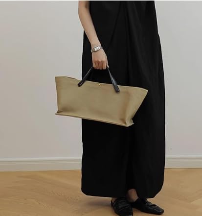 Bolso tote casual de lona con asa de cuero miniatura 4