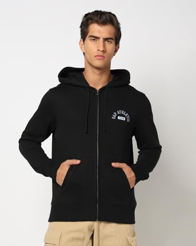 Image of Gap Men Graphic Printed Regular Fit Full Sleeves Hooded Sweatshirt