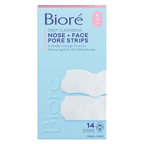 Biore Deep Cleansing Blackhead Remover Nose Strips and Face Pore Strips Combo Pack of 14