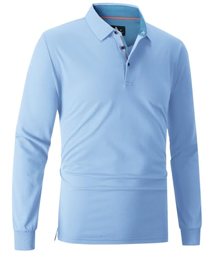 Image of SWISSWELL Long Sleeve Polo Shirts for Men collared Performance Golf Shirts Casual Workwear Office