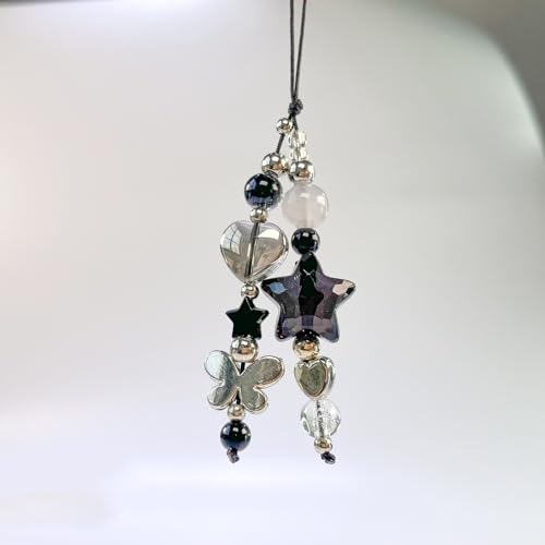 cioatu 1-4PCS Cute Phone Charms Aesthetic Y2K Cell Phone Charms Strap Strawberry Butterfly Star PhoneCharm Y2K Accessories for Bag Keychain Airpods Camera Pendants Decor (1x Black Star)