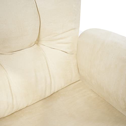 Naomi Home Brisbane Glider and Ottoman Set with Smooth Rocking & Gliding Motion, Ergonomic High-Back Support, Cushioned Armrests, Solid Wood Base, Storage Pockets, White/Cream Nursery Chair - Image 4