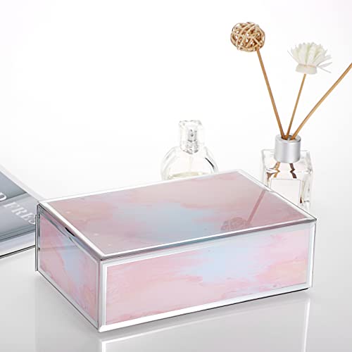 Hipiwe Pink Glass Jewelry Box Large Trinket Storage Box Treasure Box Decorative Jewelry Box Keepsake Box Jewelry Organizer For Women Girls #TOP5