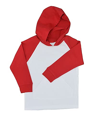 Monag Contrast Raglan Sleeve Tee Hoodie with Pouch, Kids Raglan Tee with Hoodie