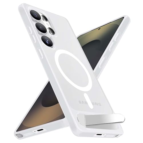 Coque Samsung S25 Ultra MagSafe blanche avec support en titane