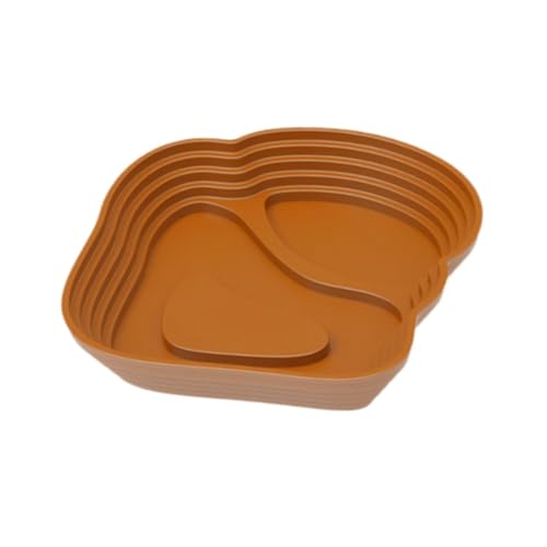 MYCENSE 爬虫類のための水生生息地、タートルウォーターボウル、カエル用の給餌エリア, 小さい, 茶色