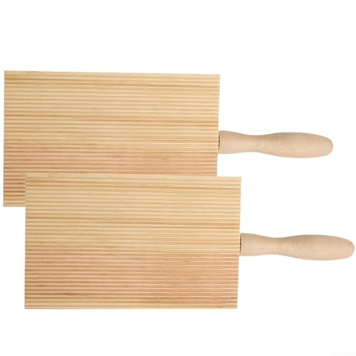 2-teiliges Gnocchi-Brett-Set aus Holz, 21,5 x 8,5 cm, Nudel-Werkzeug für hausgemachte Cavatelli, Tagliatelli und Ravioli, antihaftbeschichtete Küchenhelfer für Familienküche