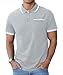 Askdeer Men's Polo Shirts Cotton Short Sleeve Polo T-Shirt Classic Casual Soft Golf Tee Shirts with Pocket Gray