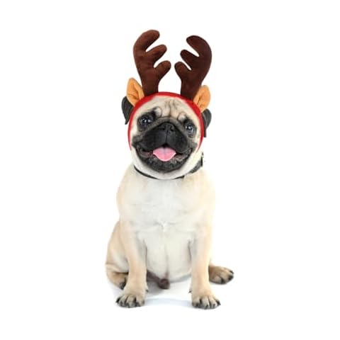 PAWISE Dog Christmas Reindeer Antler Headband,Pet Headwear Accessories for Small and Medium Dogs for Christmas Party,Small Cover
