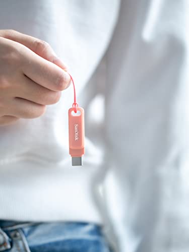 Image of SanDisk Ultra USB 3.0 Dual Drive Go Type C Flash Drive, Peach, 256GB, 5Y