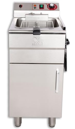 Beeketal 'BSF-160P' Profi Gastro Stand Fritteuse mit Unterschrank (16 L Volumen für max. 11 L Öl) Edelstahl Friteuse mit Fettablaufhahn im Schrank, 5000 Watt, 400V-50Hz Starkstrom Anschluss – Bild 4