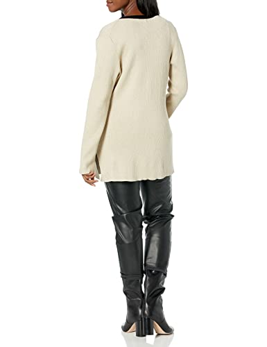 Karl Lagerfeld Paris Women's Long Button Sleeve Sweater, Chmpg Hthr/Gld Lurex, Large #TOP1