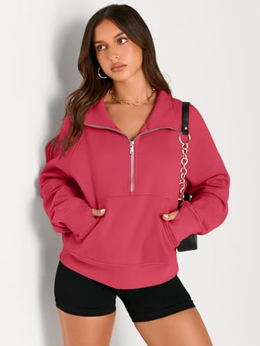 Image of AUTOMET Womens Sweatshirts Half Zip Cropped Pullover Fleece Quarter Zipper Hoodies 2026 Fall Fashion Outfits Clothes