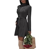 Damen-Wintermantel, langärmelig, mit Reißverschluss, einfarbig, mit Kapuze, dunkelgrau, XL