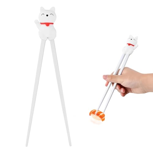 OUDQFCJ Palillos, Gato de La Suerte, Palillos para principiantes, Reutilizables, Palillos de Entrenamiento Niños, Palillos lindos Resistentes al Calor para Platos Asiáticos