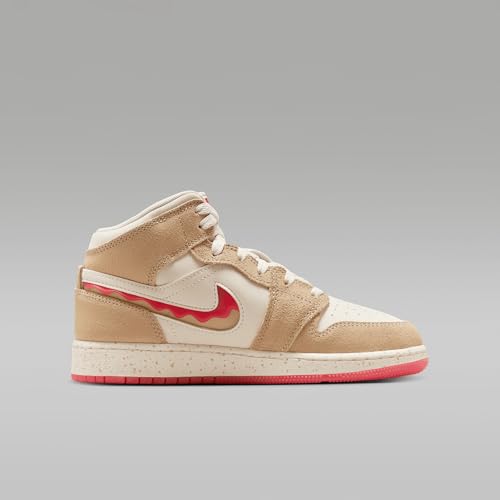 AIR JORDAN 1 MID SE (GS) "DESERT/FUSION RED-PALE IVORY"3