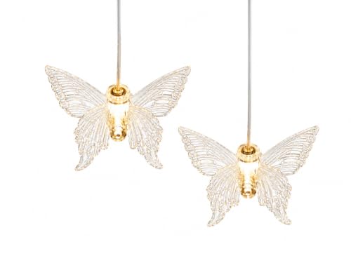 Image of Crystal Flying Bird Hanging Pendant Light Combo Pack of 2 | Decorative LED Wall Plug Lamp for Living Room, Bedroom, Home Decor | Luxury Bird Chandelier Hanging Light