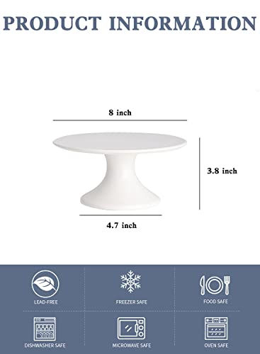 Kanwone 8-Inch Porcelain Round Cake Stand, Cake Plate, Dessert Stand, Cupcake Stand For Parties, Baby Shower, Home Decorating Stand, White #TOP1