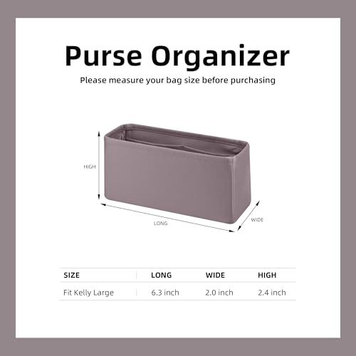 Image of DGAZ Silk Purse Organizer Insert For Chanel Kelly bags,Silky Smooth Bag Organizer,Luxury Handbag & Tote Shaper(Konjac Purple,Large