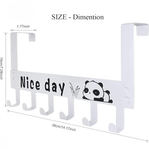 Image of Heavy Duty Over Door Hook Hanger for Cloths, Carben Steel | Nice Day Print Hook Use of Bathroom, Kitchen, Bedroom | Towel, Scarf, Coat Holder | Removable Door Hanger (White)