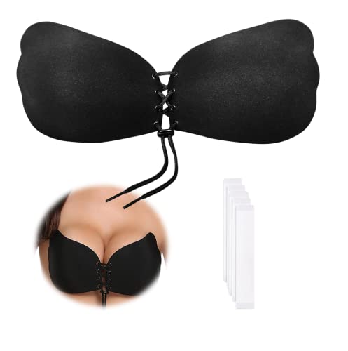 Mystic Curves Sujetador Adhesivo Push Up Autoadhesivo + 5 Cintas Adhesivas de Doble Cara para Ropa Sin Espalda Invisible Sin Tirantes | Sujetador Lavable Cubre Pezones Cover