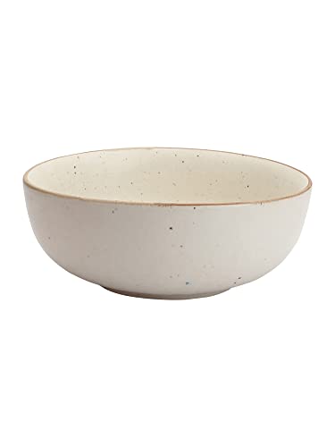Image of miah decor Ceramic Serving Bowl | Speckled Ivory Rustic Stoneware Style Bowl for Rice, Curry, Gravy & Salad | Deep Multipurpose Serving Dish for Parties & Family Meals (Style 10)