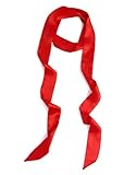 GERINLY Long Slim Scarf for Mime Costume Silk Ribbon Purse Scarf Belt Red Neck Hair Accessory for Halloween (Y-Red)