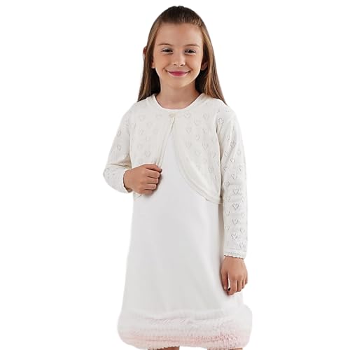 Image of Minora Long Sleeve Bolero, Girls' Knit Cardigan Shrug with One-Button Closure, Baby /Child Cotton Childrens Bolero, Sweater