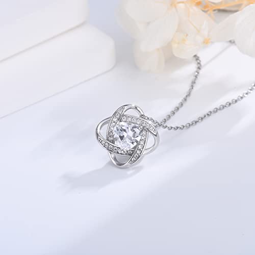 EPIRORA Sterling Silver Cubic Zirconia Love Knot Pendant Necklace for Women, Graduation Birthday Christmas Jewelry Gifts for Friends/Wife/Sister/Daughter/Mom4
