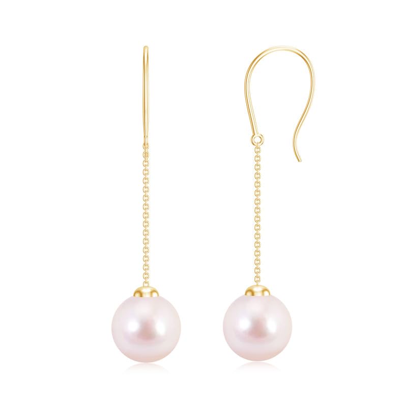 Image of Goldhartz 925 Sterling Silver Akoya Pearl and Moissanite Diamond Drop Earrings, 10MM Pearls, 14K Gold Micron Plated, Best Gift for Weddings, Anniversaries & Birthdays