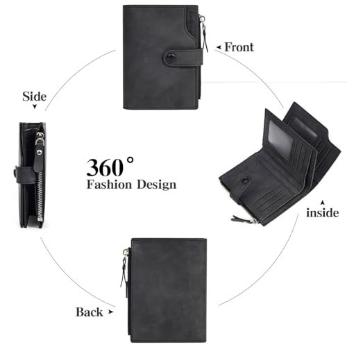 Image of Wallet for Men Large Capacity Leather RFID Blocking Trifold Wallet with 2 ID Windows and 15 Card Holders