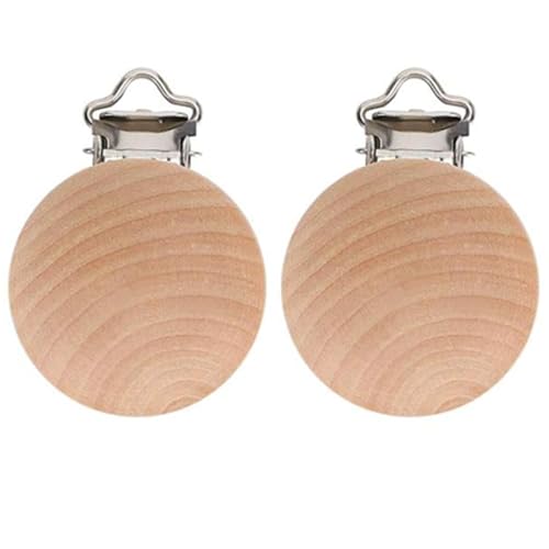 Image of 100PCS Natural Beech Wood Pacifier Suspender Clips, for Teething Grasping Toy, Charm DIY Pacifier Clips Holder Accessories