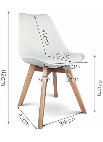 Image of Set of 6 Modern Style Mid Century Modern Dinning Room Cafe Hotel Office Wooden Legs Chair (White Set of 6)