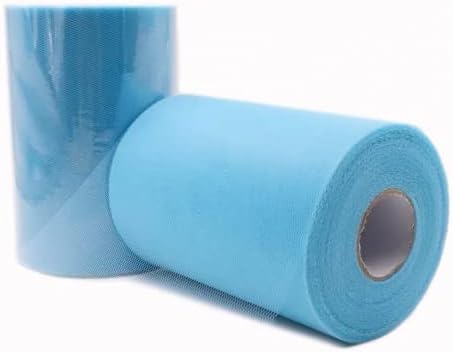 200 Yards * 6 inch/15cm Tutu Tulle Roll for Wedding Decoration Supplies Roll Fabric Spool Tulle Tutu Dress DIY Organza Baby Shower Party Supplies (Light Blue)