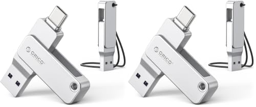 Image of ORICO 256GB Dual USB 3.0 Flash Drive 150MB /s USB Thumb Drive Type-C and USB Type-A Metal Housing Swivel Design for Smartphones & Laptops - EB05 (Pack of 2)