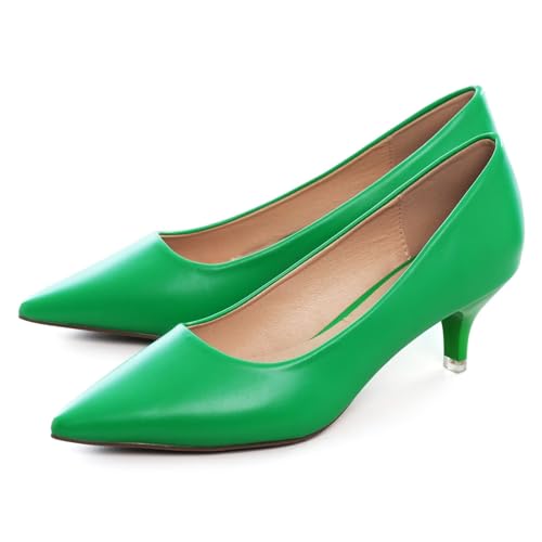 Image of Women's Low Kitten Heel Pumps Classic Fashion Dress Pumps Simple Heeled Shoes for Office Work