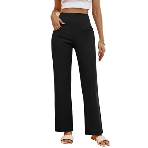 Pantalon large pour femme taille haute de yoga décontracté