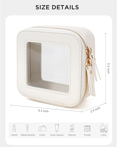 Image of LETGO Clear Makeup Bags for Beach,Small Clear Makeup Bag for Purse,Mini Makeup Pouch Purse Organizer Fit Carry-on Travel Essentials,Cute Car Cosmetic Bags for Car Accessories for Women (Mini-White)