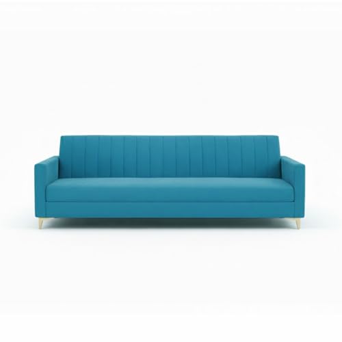 Image of Marvello 3+1+1 Fabric Sofa Set for Living Room | Soft Velvet Upholstery, Sturdy Wooden Frame | Stylish Sofa for Hall & Office Spaces (Aqua Blue)